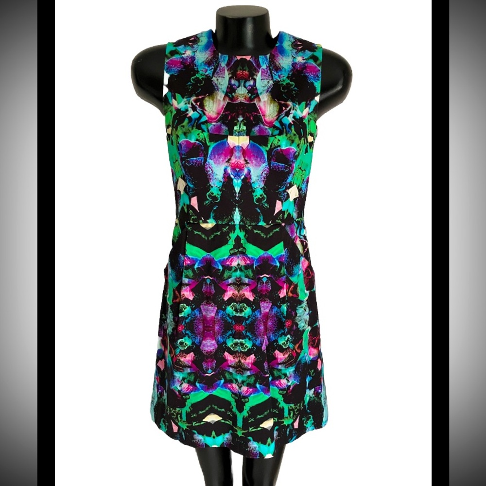MILLY Coco Orchard LINED Sheath Multi Colored DRESS W/pockets! Size: 4 EUC